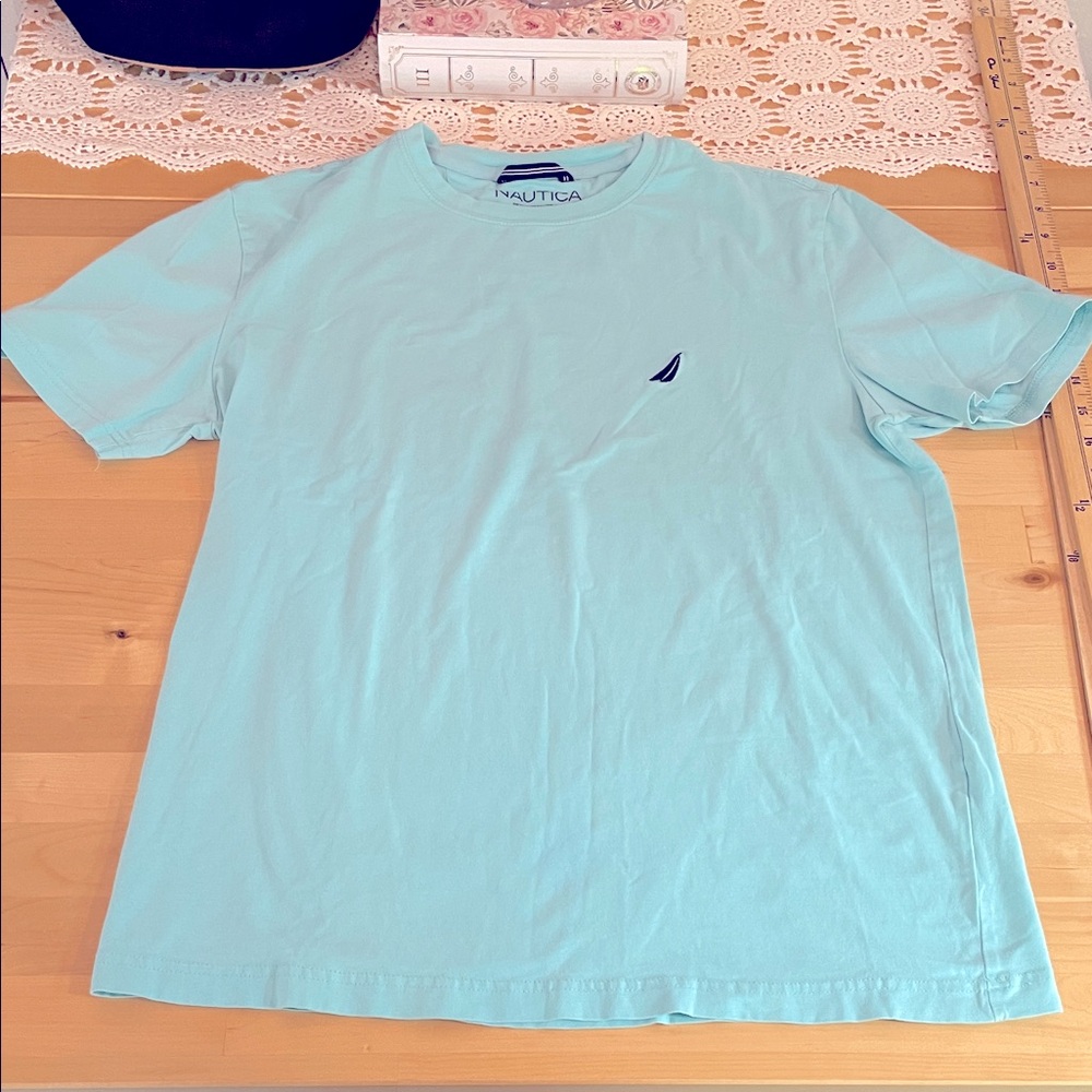 Nautica Men's aqua turquoise Teal Short Sleeve Tee